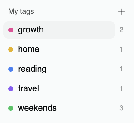 Tag management with color-coded labels